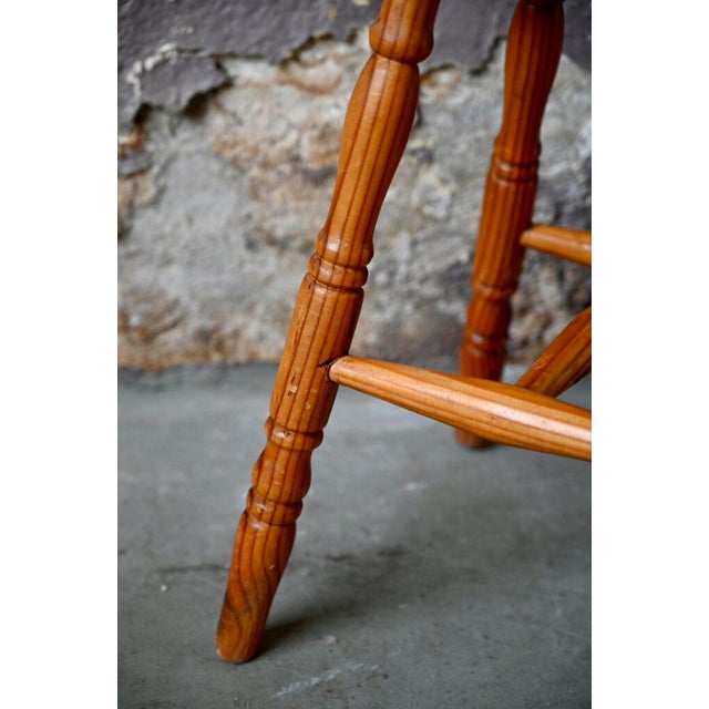 Beige Vintage Pine Farm Stool For Sale - Image 8 of 9