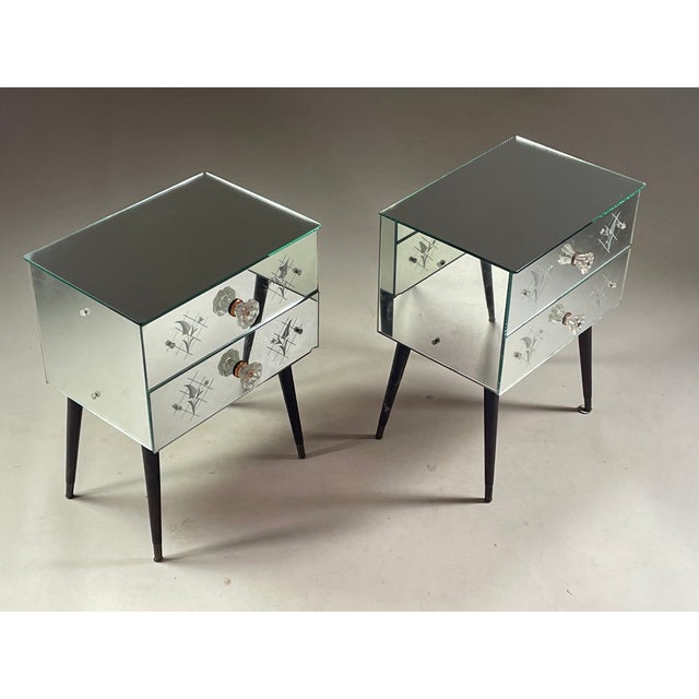 Art Deco Mirrored Bedside Tables, 1950s, Set of 2 For Sale - Image 4 of 15
