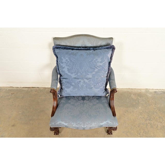 1990s Kittinger Chippendale Carved Mahogany Open Arm Library Chair For Sale - Image 5 of 18