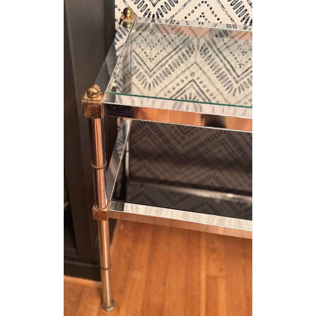 Maison Jansen Vintage Hollywood Regency Chrome & Glass Console Table For Sale - Image 4 of 10