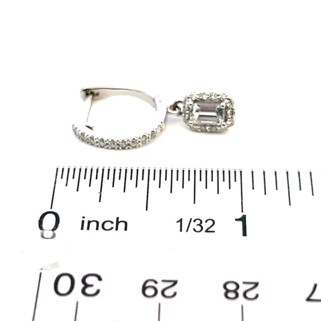 Transparent Natural Sapphire Diamond Dangle Earrings 14k WG 1.16 TCW Certified For Sale - Image 8 of 12