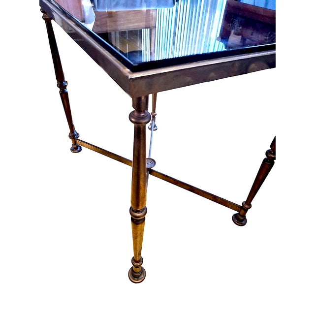 A Pair of Mid 20th century Maison Jansen-Inspired Brass and Glass Side Tables For Sale In San Francisco - Image 6 of 8