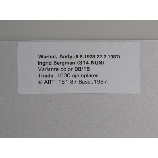 After Andy Warhol, The Nun, Ingrid Bergman, 1987, Serigraphy For Sale - Image 6 of 8