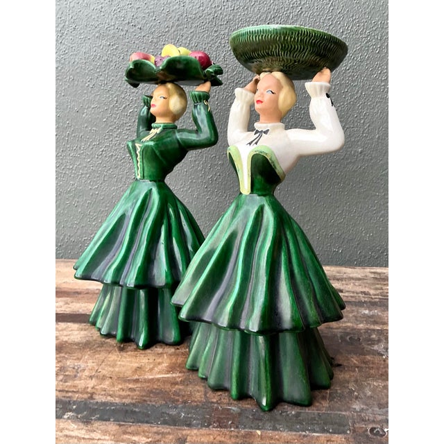 Vintage MCM Hand Painted Figured - Set Of. 2 For Sale - Image 4 of 12