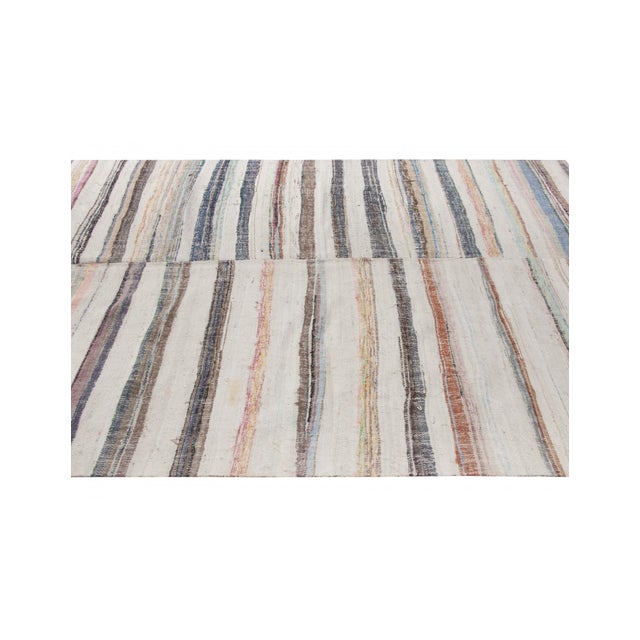 Decorative Striped Vintage Rag Rug - 7`3" X 9`4" For Sale - Image 4 of 6