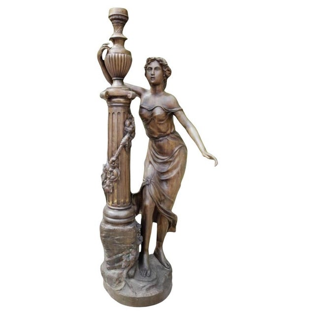 Spectacular Bronze Torch Holders, Set of 2 For Sale - Image 9 of 10