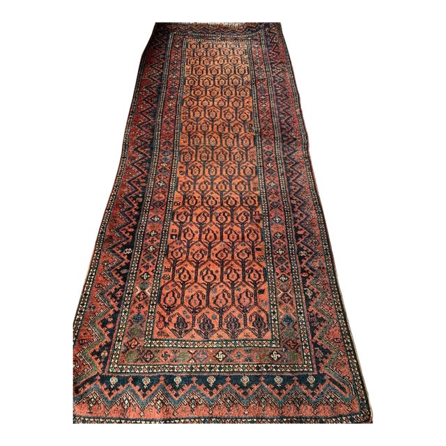 Vintage Rug Plush Wool Apricot Boteh Design Rug 4 x 10.4 For Sale