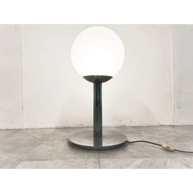 Silver Italian Glass and Chrome Table Lamp, 1960s For Sale - Image 8 of 10