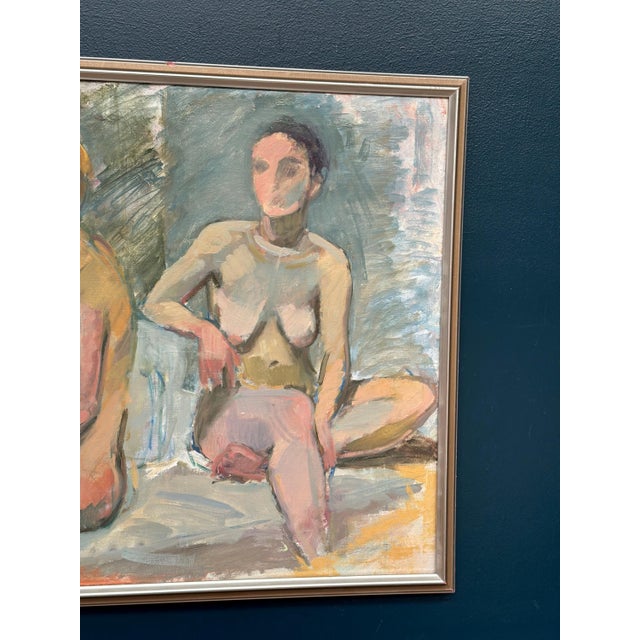 European Artist, Two Models, 1971, Oil on Canvas For Sale - Image 9 of 15