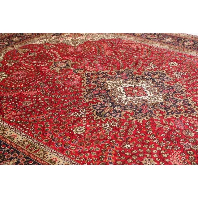 Textile Middle Eastern Hand-Knotted Wool Tabriz Rug For Sale - Image 7 of 11