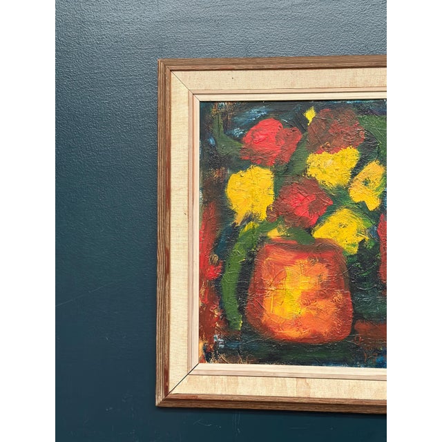 Original Swedish Oil on Canvas – “Flowers in Vase” by Yngve Johansson – Signed &Dated 1970 – Vintage & Framed – 47 × 37 cm...