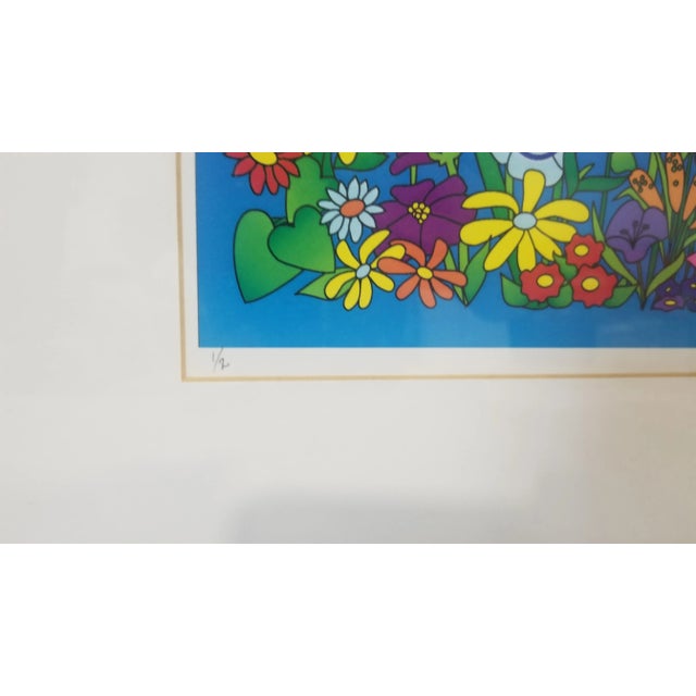 Wood 1990s Artist Signed Floral Print, Framed For Sale - Image 7 of 8