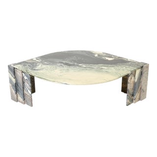 1970s Eye Shaped Sicilian Marble Coffee Table For Sale