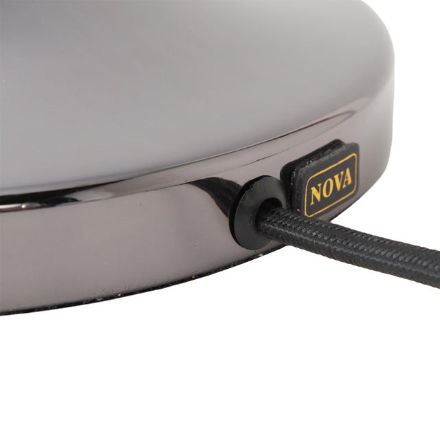 Lollipop Floor Lamp - Black Nickel, Sky Blue Linen Double Shade, on/Off Pull Chain For Sale - Image 9 of 16