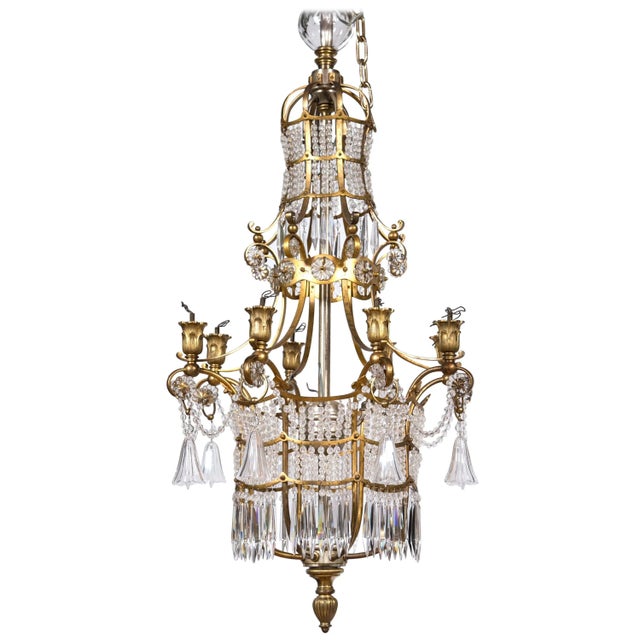 19th Century Vintage Crystal and Bronze Chandelier For Sale In New York - Image 6 of 6