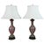 Pair of Italian Murano glass table lamps, baluster form, cased pink with silver bases, and custom silk white shades....