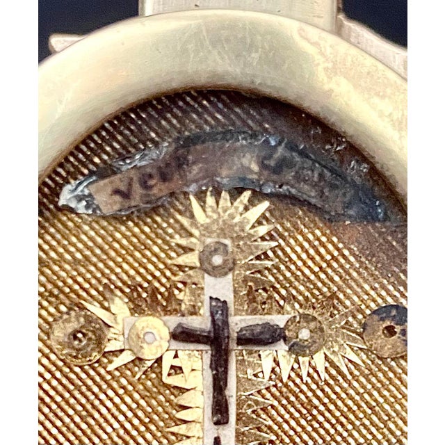Antique French Vera Cruz Reliquary Crucifix in Brass, 1800s For Sale - Image 3 of 10
