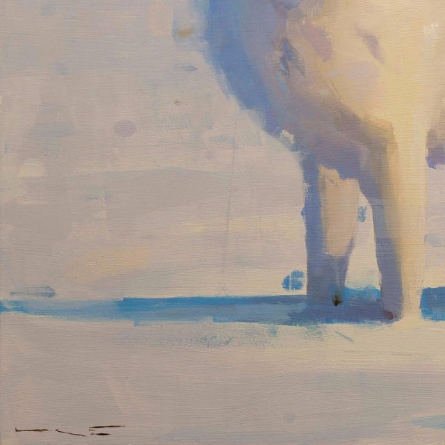 Contemporary Arctic Fox by Thorgrimur Einarsson | Oil on wood panel White arctic fox in a snowy landscape. For Sale - Image 3 of 4