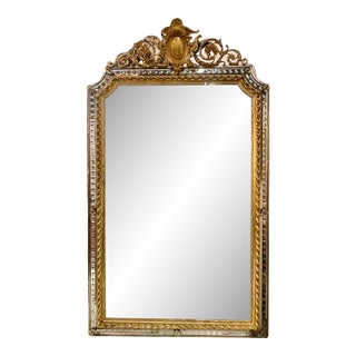 19th C. French Louis XVI Giltwood and Etched Mirror For Sale