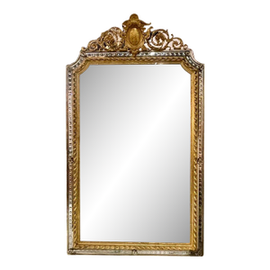 19th C. French Louis XVI Giltwood and Etched Mirror