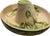 1940s vintage Tlaquepaque redware sombrero in delightful glaze colors. Fresh lime green and light off white, alomst...