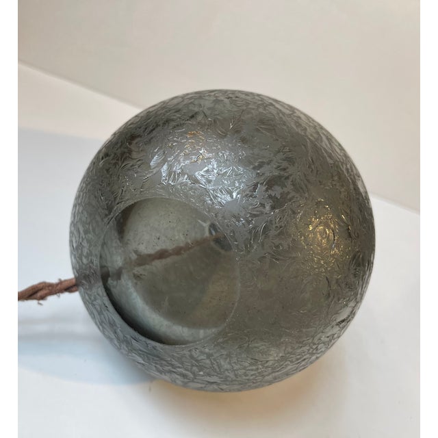 Art Deco Grey Ice Flower Glass Table Lamp by Jacob E. Bang for Holmegaard, 1920s For Sale - Image 9 of 14