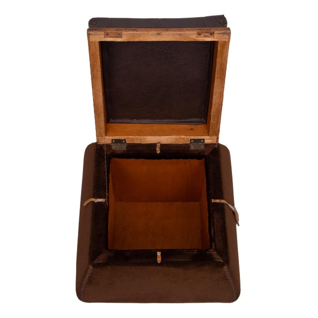 Unique Stunning Pouf .love this piece . Dark Brown velvet curved sides , comes with a faux Leather padded top and very...