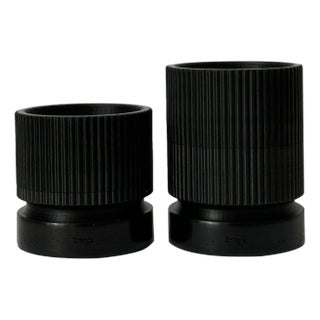 Victoria Pillar Black Tea Light Candleholders by Kwaku Boateng, Set of 2 For Sale