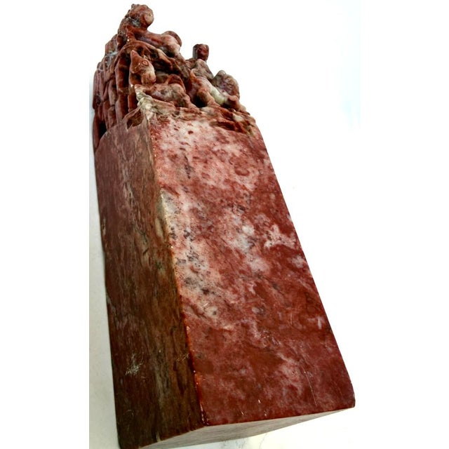 A magnificent and unusually large matched pair of vintage Chinese structural seal blanks (chops), masterfully carved from...