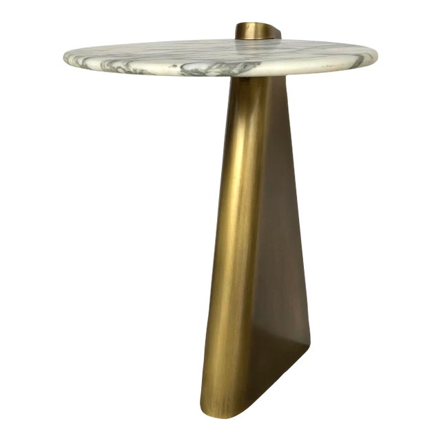 Revelation Modern Arabescato Strum Cantilever Accent Table For Sale