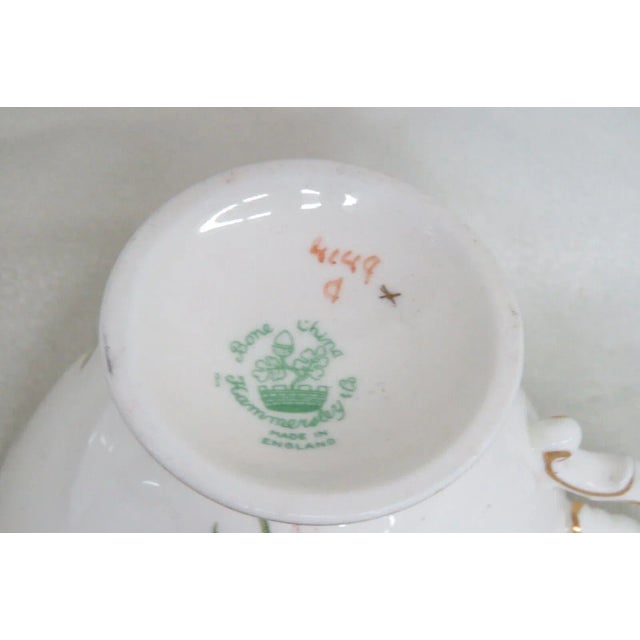 Hammersley England Bone China Pink Purple Flowers Tea Cup and Saucer Set For Sale In Miami - Image 6 of 8