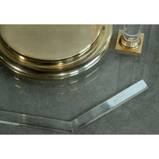 Vintage Lucite & Gold Gilt Brass Display Pedestal For Sale - Image 9 of 10