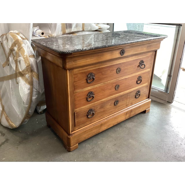French Louis-Philippe Cherry Chest of Drawers W Marble Top For Sale - Image 11 of 11