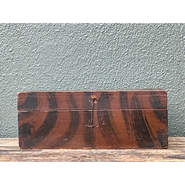 Vintage Hand Painted Tiger Stripe Primitive Box For Sale - Image 12 of 12