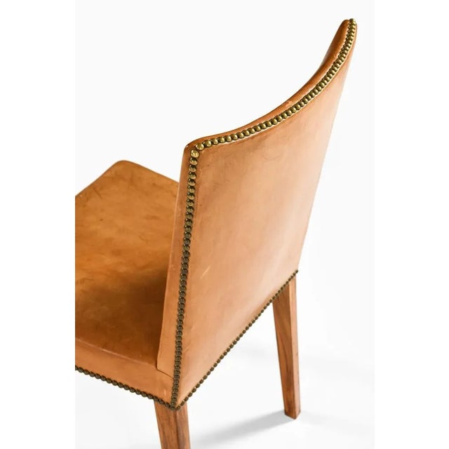 Dining Chairs in Walnut and Brass, 1940s, Set of 8 For Sale - Image 6 of 11