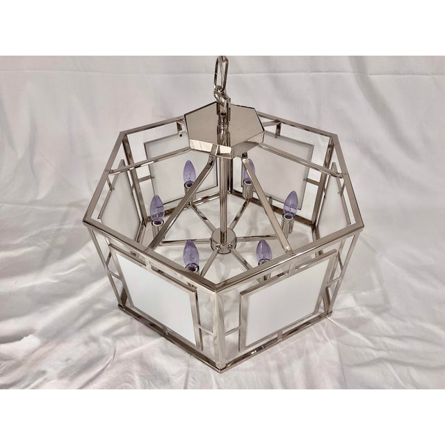 Libby Langdon for Crystorama Hillcrest 6-light chandelier in polished nickel. Hexagonal canopy. Bulbs not included....