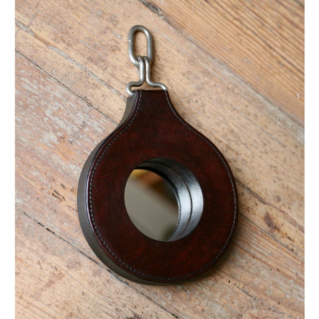 Vintage French Lancel Mirror in Leather and Wood, 1960s For Sale - Image 15 of 15