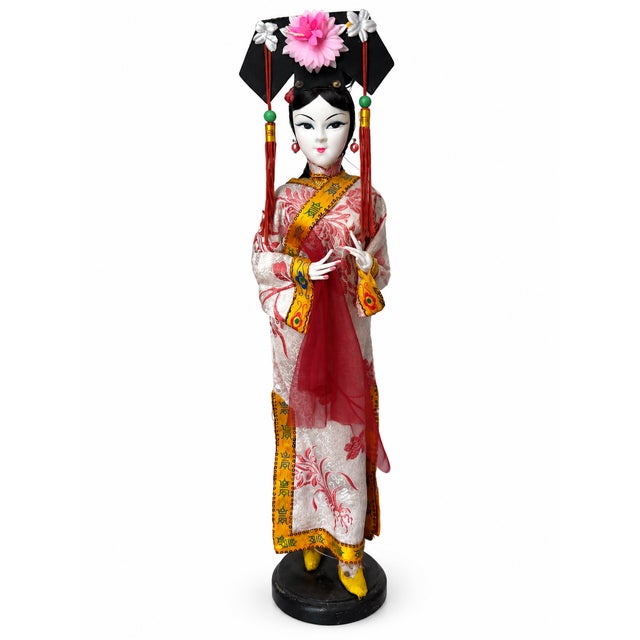 Mid 20th Century Vintage Chinese Costume Display Dolls, Pair, One Yu Chu Labeled For Sale - Image 5 of 8