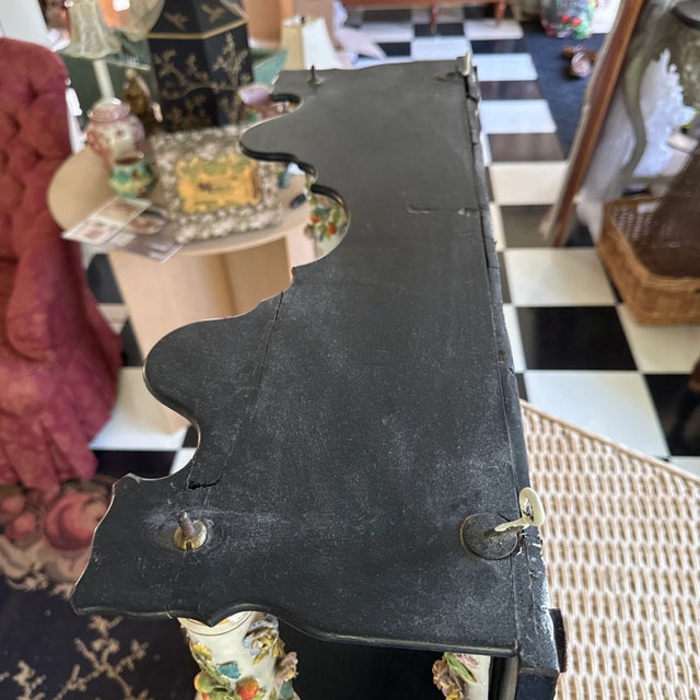 1900 - 1909 Stunning Rare Antique Ebony Wall Shelf With Meissen Porcelain Pillars For Sale - Image 5 of 10