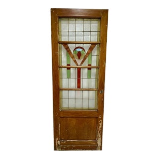 Antique Arts and Crafts Stained Glass Door For Sale
