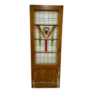 Antique Arts and Crafts Stained Glass Door