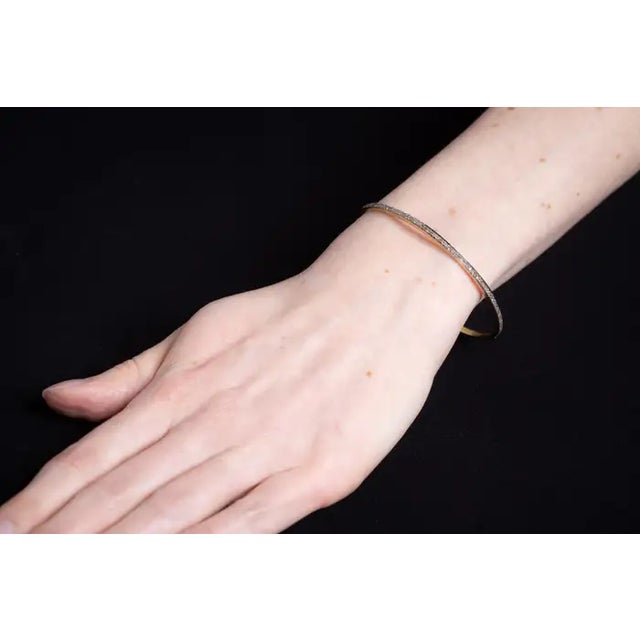 1990s Diamond Vermeil Bangle Bracelet For Sale - Image 4 of 4