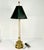Mid-Century French Regency Neoclassical Candlestick Table Lamp & Reptile Embossed Black Shade For Sale - Image 9 of 13