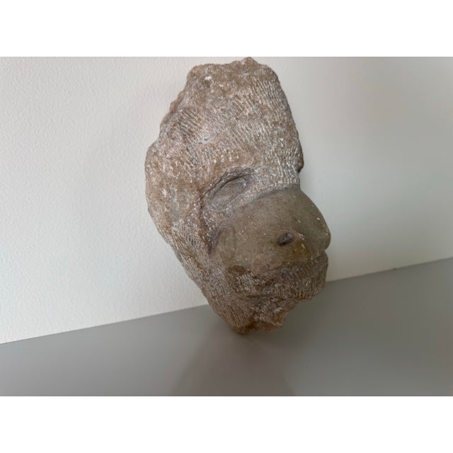 1980s 1980s Vintage Hand Carved Marble Abstract Monkey Face Sculpture For Sale - Image 5 of 12