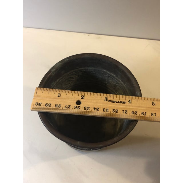 English Floral Embossed Copper Footed Planter For Sale - Image 11 of 12