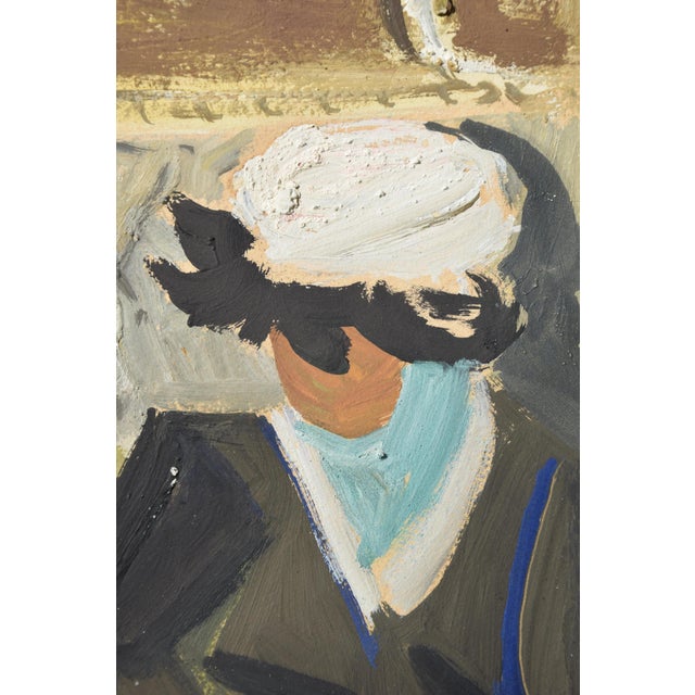 Walter Becker, Women in a Train Compartment, Verso: Portrait of a Woman, 1946, Gouache and Oil on Handmade Paper For Sale - Image 8 of 15