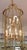 1990s Large Brass Two Tier 12 Light Beveled Glass Chandelier Lantern For Sale In New York - Image 6 of 10