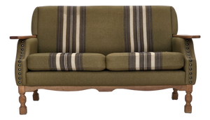 Danish 2-Seater Sofa in Green Wool and Oak, 1970s