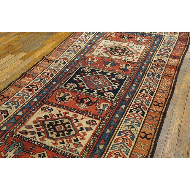Early 20th Century 1900s Red Geometric Antique Nw Persian Rug 3' 9"x 9' 8" Handmade Wool Carpet For Sale - Image 5 of 6