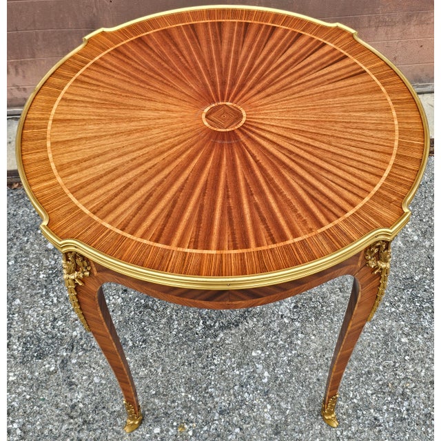 French Haentges Freres Gilt-Bronze Mounted Kingwood Gueridon. Paris, Circa 1890s For Sale - Image 3 of 12